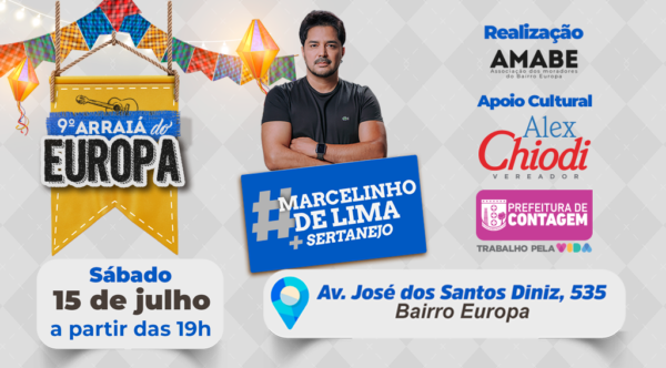 O cantor sertanejo Marcelinho de Lima é uma das atrações do evento, que começa a partir das 19h