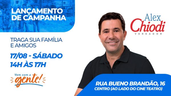 Alex Chiodi lançará campanha para o 5º mandato a vereador por Contagem